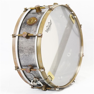 A&F Drum Co Raw Steel Snare Drum 14 x 5 with Raw Brass Hoops 画像3