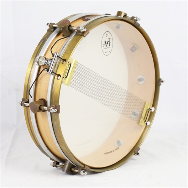 A&F Drum Co Wood Rude Boy Maple Snare Drum 12 x 3 with Raw Brass Hoops 画像3