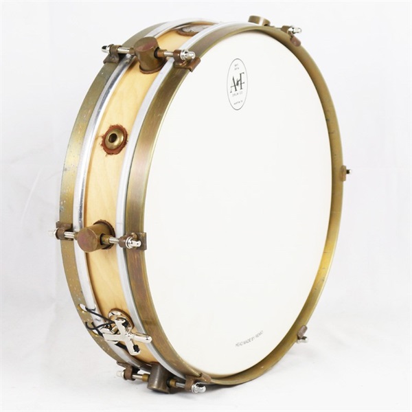 A&F Drum Co Wood Rude Boy Maple Snare Drum 13 x 3 with Raw Brass Hoops 画像2