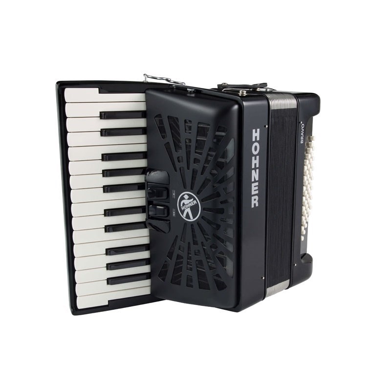 Hohner HOHNER ホーナー アコーディオン 入門向け ピアノ式 26鍵盤 小型 Bravo II 48 BLK +レインカバーセット【雨の日アコーディオンレインカバーセット】 画像1