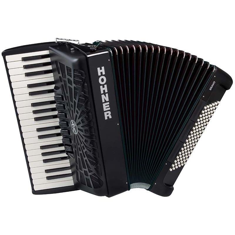Hohner HOHNER ホーナー アコーディオン 入門向け ピアノ式 37鍵盤 中型 Bravo III 96 BK +レインカバーセット【雨の日アコーディオンレインカバーセット】 画像1