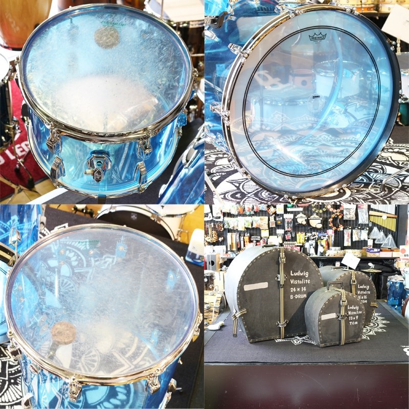 Ludwig 70's Vistalite 3pc kit [24BD，16FT，13TT] ファイバーケース付属 【VINTAGE】 画像8