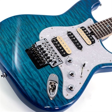 T's Guitars ST-22R Custom 5A Grade Quilt Top (Caribbean Blue