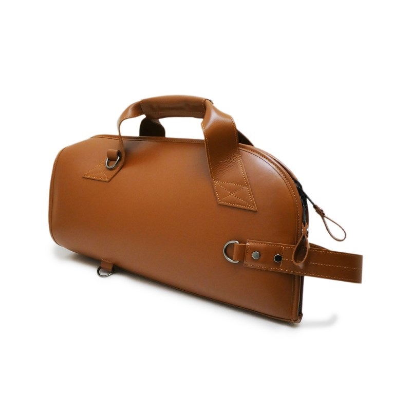 MG Leather Work シングル ショート コルネット用ソフトケース (ライトブラウン) 画像2