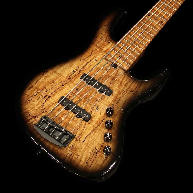 Kikuchi Guitars Custom 5st J Bass (Flame Spalted Maple Top / Black 