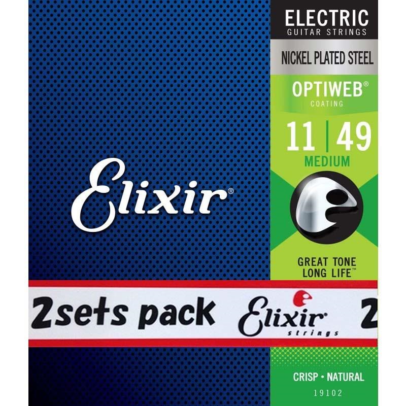 ELIXIR 【最安SALE】 Electric Nickel Plated Steel with OPTIWEB Coating 2SET PACK #19102  (Medium/11-49) 画像1