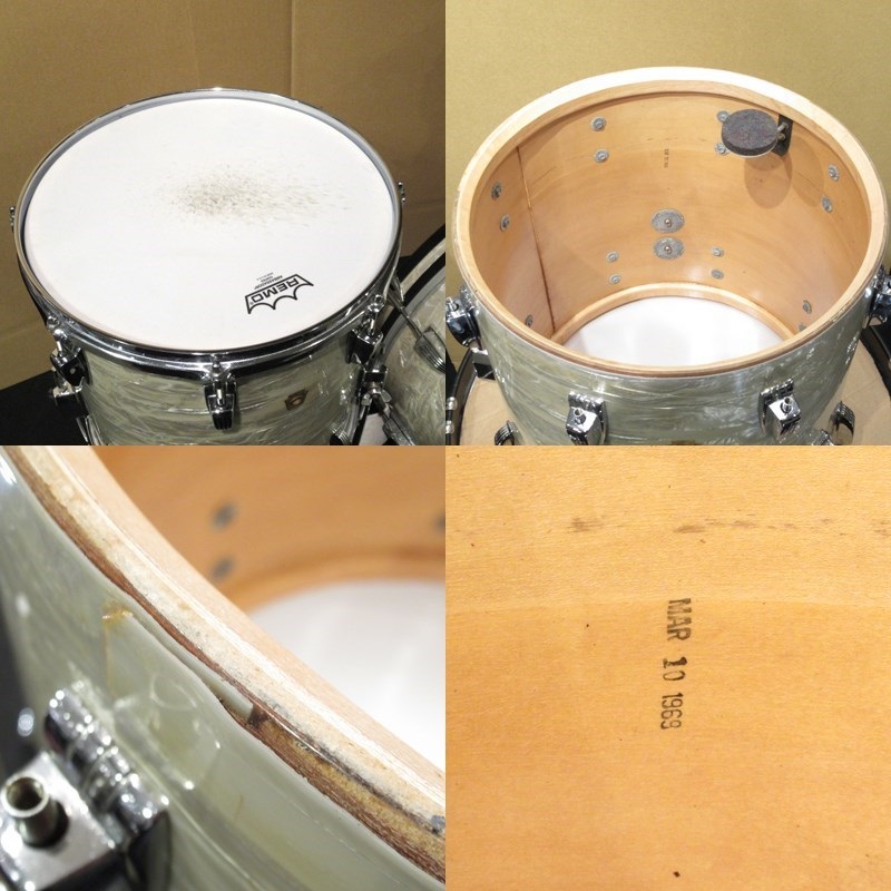 Ludwig 【Vintage】1969's Down Beat 3pc Drum Set - White Marine Pearl【値下げしました！】 画像9