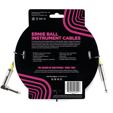 ERNIE BALL Classic Instrument Cable 10ft S/L White [#6049] 画像1