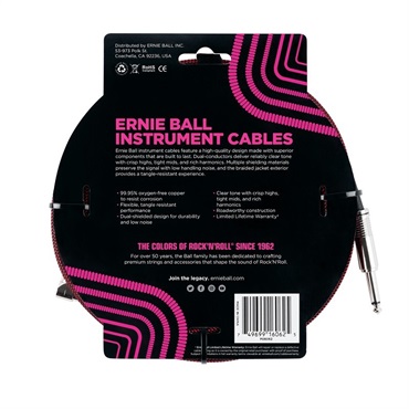 ERNIE BALL Braided Instrument Cable 25ft S/L (Black/Red) [#6062] 画像1