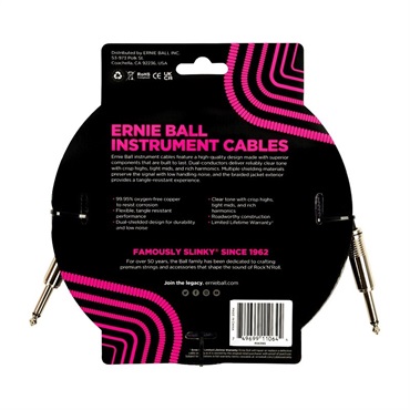 ERNIE BALL Braided Instrument Cable 18ft S/S (Purple/Black) [#6395] 画像1