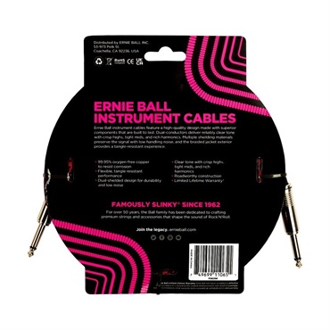 ERNIE BALL Braided Instrument Cable 18ft S/S (Red/Black) [#6396] 画像1