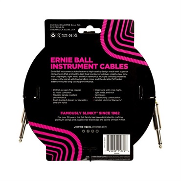 ERNIE BALL Classic Instrument Cable 15ft S/S Black [#6399] 画像1
