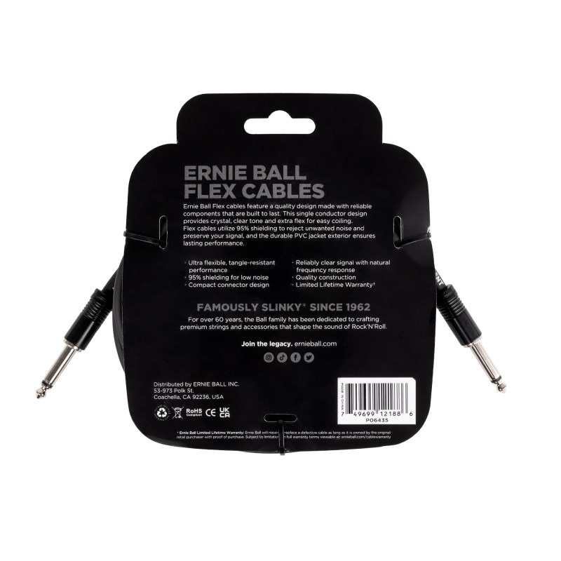 ERNIE BALL Flex Cable 20ft S/S (Black) [#6435] 画像1