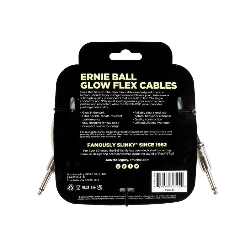 ERNIE BALL Flex Cable 20ft S/S (Glow In Dark) [#6437] 画像1
