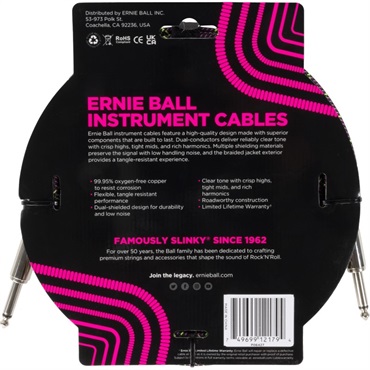 ERNIE BALL Braided Instrument Cable 10ft S/S (Purple Python) [#6427] 画像1