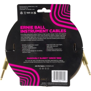 ERNIE BALL Braided Instrument Cable 10ft S/S (Pay Dirt) [#6428] 画像1