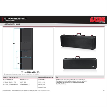 GATOR TSA ATA Molded Bass Guitar Case with LED Light [GTSA-GTRBASS-LED/エレキベース用] 画像5