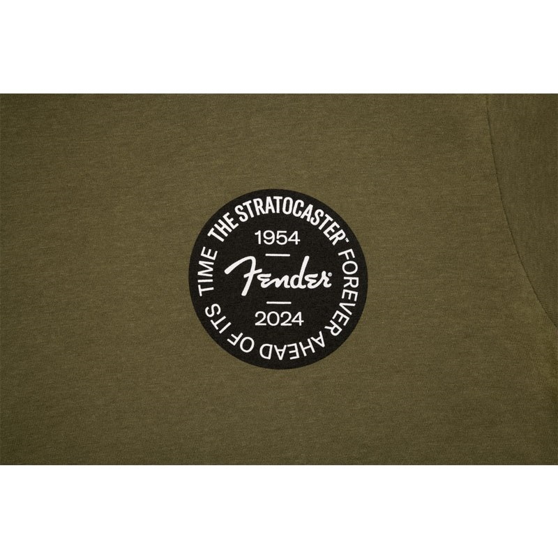 Fender USA 【創業50周年大決算SALE】 STRATOCASTER(TM) 70TH ANNIVERSARY BADGE TEE OLIVE (Large size)(#9101293597) 画像1