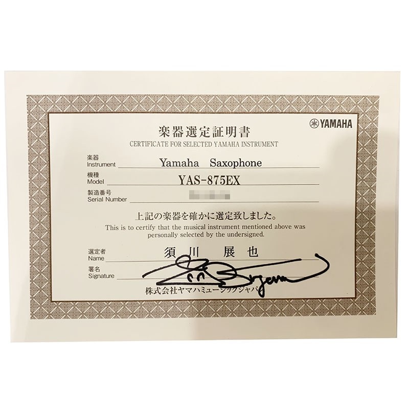 YAMAHA アルトサックス YAS-875EX 楽器選定書 YAMAHA USED 中古 ヤマハ アルトサックス YAS-875EX（現行モデル