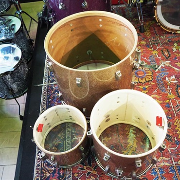 Ludwig 【創業50周年大決算SALE】VINTAGE 値下げしました！60s Down Beat 3pc Drum Kit [20x18BD，14x14FT，12x8TT/Nickel Over Brass Hoops] 画像10