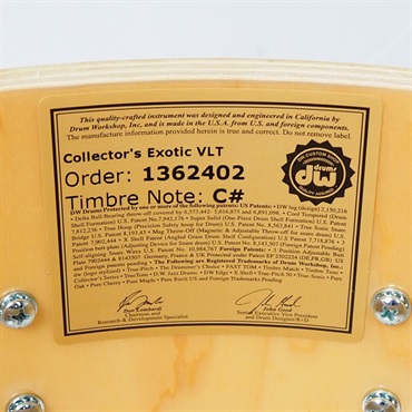 dw DRX66514SSC633 [Collector's Pure Maple Old Style VLT Shell 14×6.5 / Natural Lacquer Over Vertical Tropical Olive] 画像10