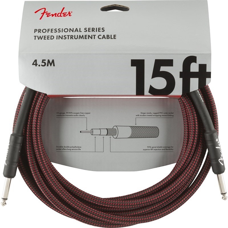 Fender USA Professional Series Instrument Cable， 15'， Red Tweed(0990820064) 画像1