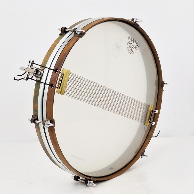 A&F Drum Co USED 中古 Pancake 14 x 1.5 Raw Brass Snare Drum [Single Tension，No Lugs， with Brass Single Hoops] 画像1