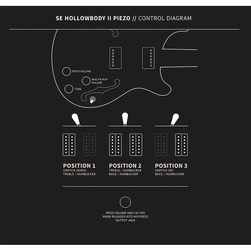 P.R.S. SE Hollowbody II Piezo (Orange Tiger Smokeburst) 画像10