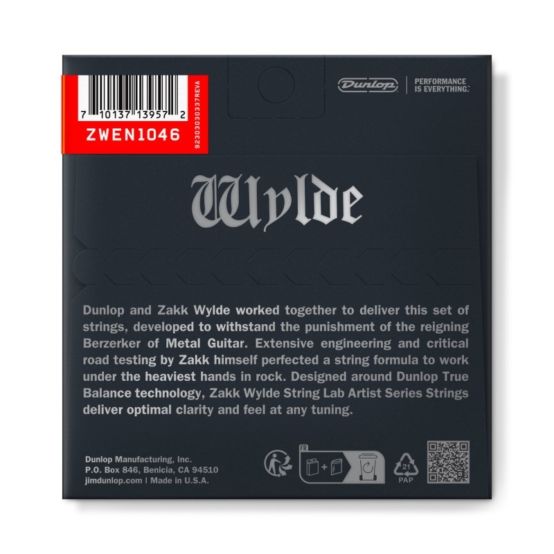Dunlop (Jim Dunlop) 【創業50周年大決算SALE】 ZAKK WYLDE STRING LAB ELECTRIC GUITAR STRINGS 10-46 [ZWEN1046] 画像1