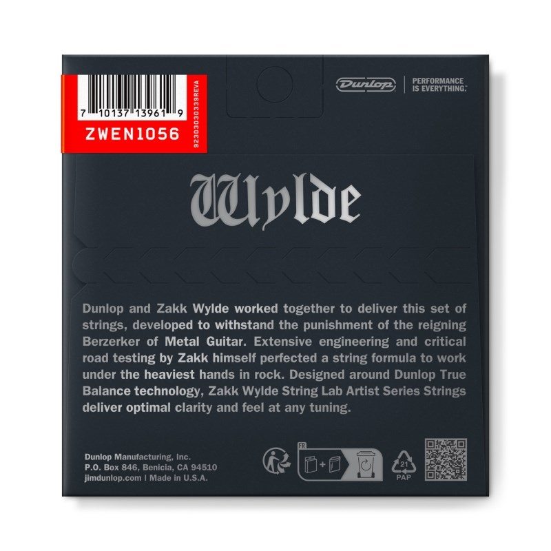 Dunlop (Jim Dunlop) ZAKK WYLDE STRING LAB ELECTRIC GUITAR STRINGS 10-56 [ZWEN1056] 画像1