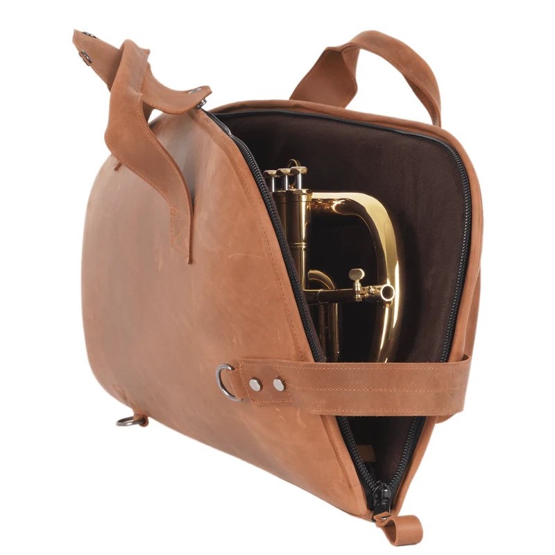 MG Leather Work シングル フリューゲルホルン用ソフトケース CrazyHorse LightBrown (ライトブラウン)【史上最大決算セール】 画像4