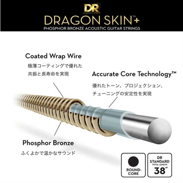 DR 【値下げ！！】【創業50周年大決算SALE】DRAGON SKIN＋ Phosphor Bronze(ドラゴンスキン＋ DAP-10)[アコースティックギター弦] 画像1