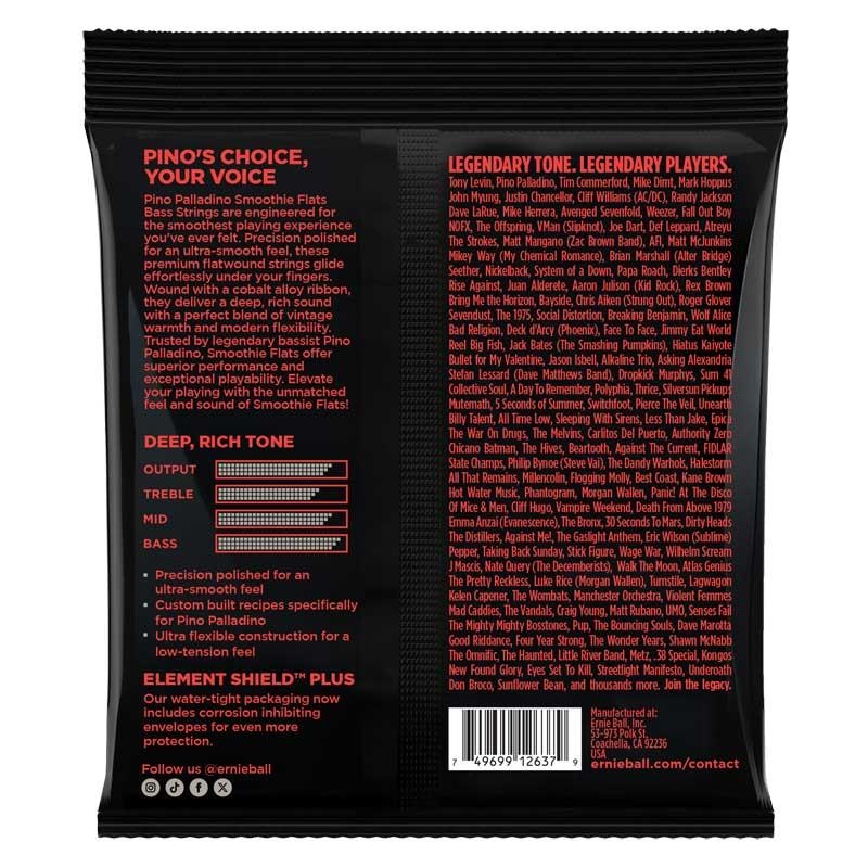 ERNIE BALL 【5月24日入荷予定、ご予約受付中】 Pino Palladino Smoothie Flats Bass Strings (Flat Wound / Extra Light 38-98) 画像1