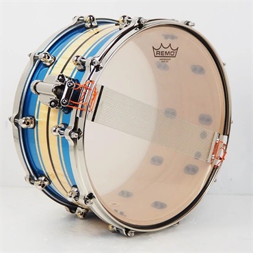 Pearl 【創業50周年大決算SALE】Masterworks Snare Drum 14×7 - Gloss Natural Sycamore w/Metallic Blue Stripe and Ebony Inlay/Ninickel Finish Parts [MWAC1470S-N]【店頭展示特価品】 画像4
