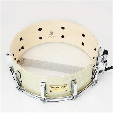 PORK PIE 【最安SALE】8ply Maple Snare Drum 14×5 - Vintage White Marine Pearl Wrap【店頭展示特価品】 画像8