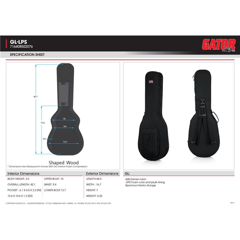 GATOR Lightweight Case [GL-LPS/レスポール用] 画像6
