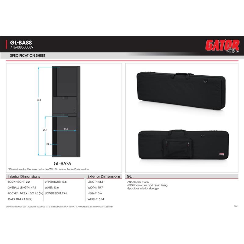 GATOR Lightweight Case [GL-BASS/エレキベース用] 画像5