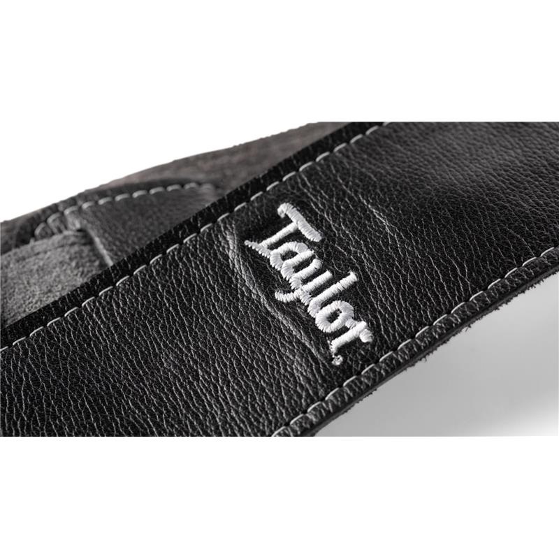 TAYLOR 2.5 Black Leather Guitar Strap - Black， Suede Back テイラー 画像1