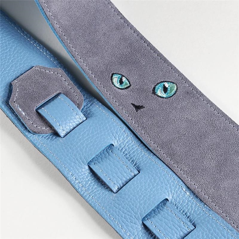 Grande uomo ねこ刺繍レザーストラップ [Gray/Light Blue] 画像1