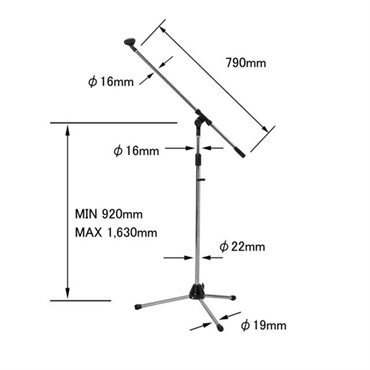 キョーリツ MBCS/CR (クロームシルバー)(マイクスタンド)(ブームタイプ)(ソフトケース付き) 画像1