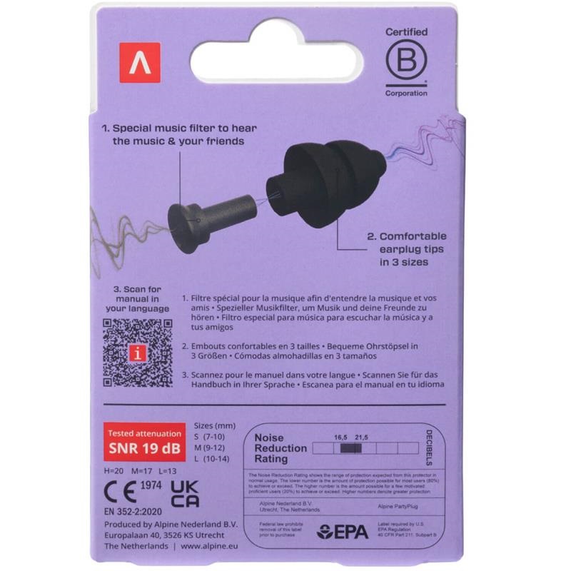 ALPINE HEARING PROTECTION ALPINE PARTY-PLUG-BLK 画像6