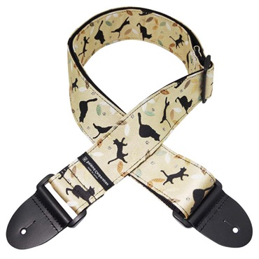 Daiking Corporation 西陣織りギターストラップ DGS-NKCS-60 金欄猫影絵柄 画像2