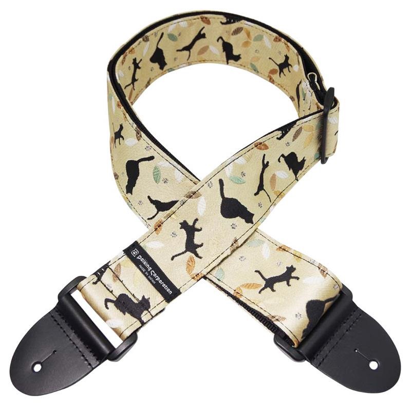 Daiking Corporation 西陣織りギターストラップ DGS-NKCS-60 金欄猫影絵柄 画像2