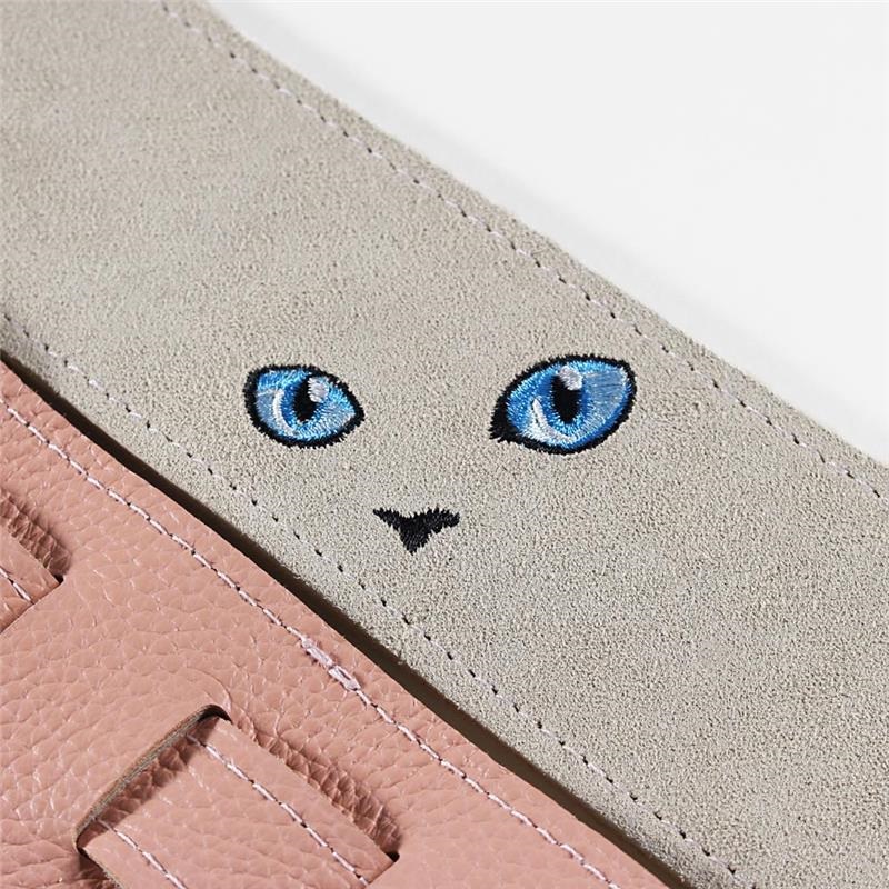 Grande uomo ねこ刺繍レザーストラップ [White/Pink] 画像2