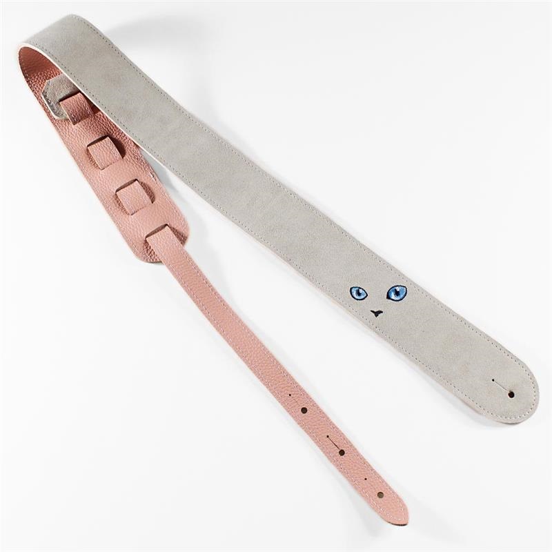 Grande uomo ねこ刺繍レザーストラップ [White/Pink] 画像3
