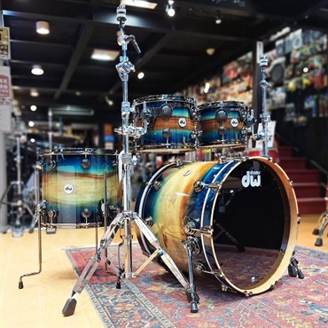 dw Collector's SonicPly 4pc Drum Kit [BD22，FT16，TT12&10 / Natural to Quick Royal Blue Burst over Horizontal Padauk] 画像1