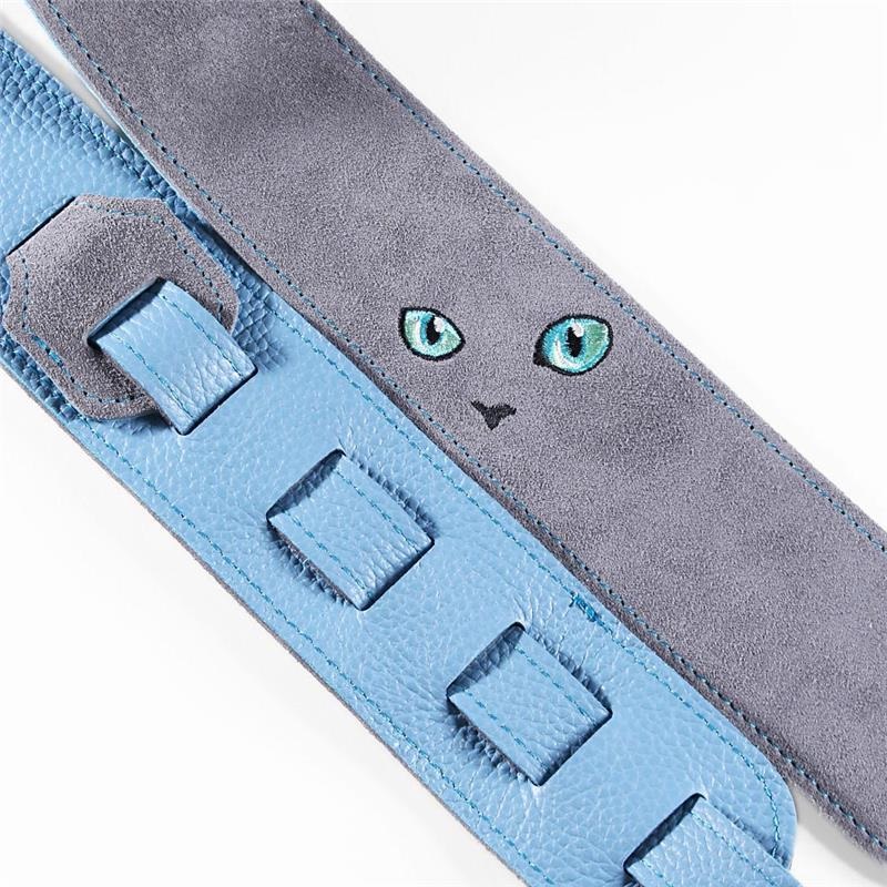 Grande uomo ねこ刺繍レザーストラップ [Gray/Light Blue] 画像1