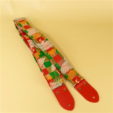 tsundrum_chan BIGリボン古着物帯ギターストラップ　ツル×グリーン 画像4