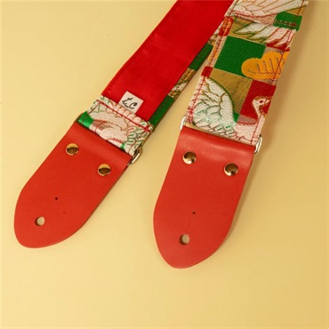 tsundrum_chan BIGリボン古着物帯ギターストラップ　ツル×グリーン 画像6