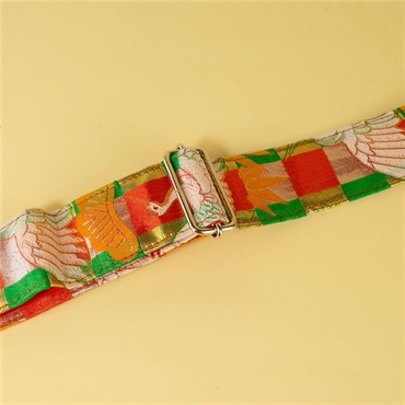 tsundrum_chan BIGリボン古着物帯ギターストラップ　ツル×グリーン 画像8